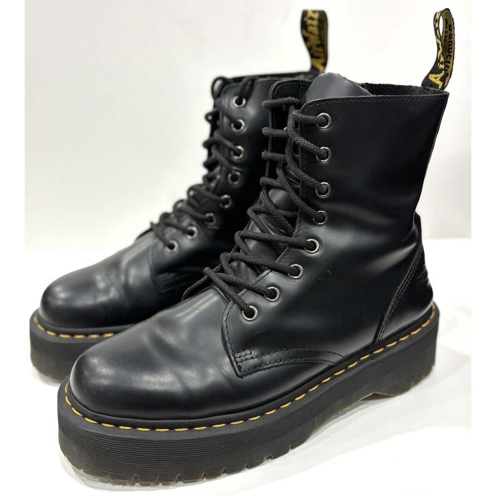 Dr. Martens Jadon Platform Boots Black Leather Side Zip NIB Women's US 10